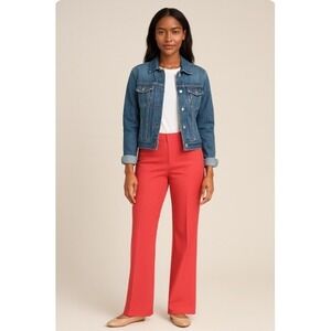 NY&Co Vibrant Coral Bootcut Trousers Sz 12 | Modern Career Minimalist